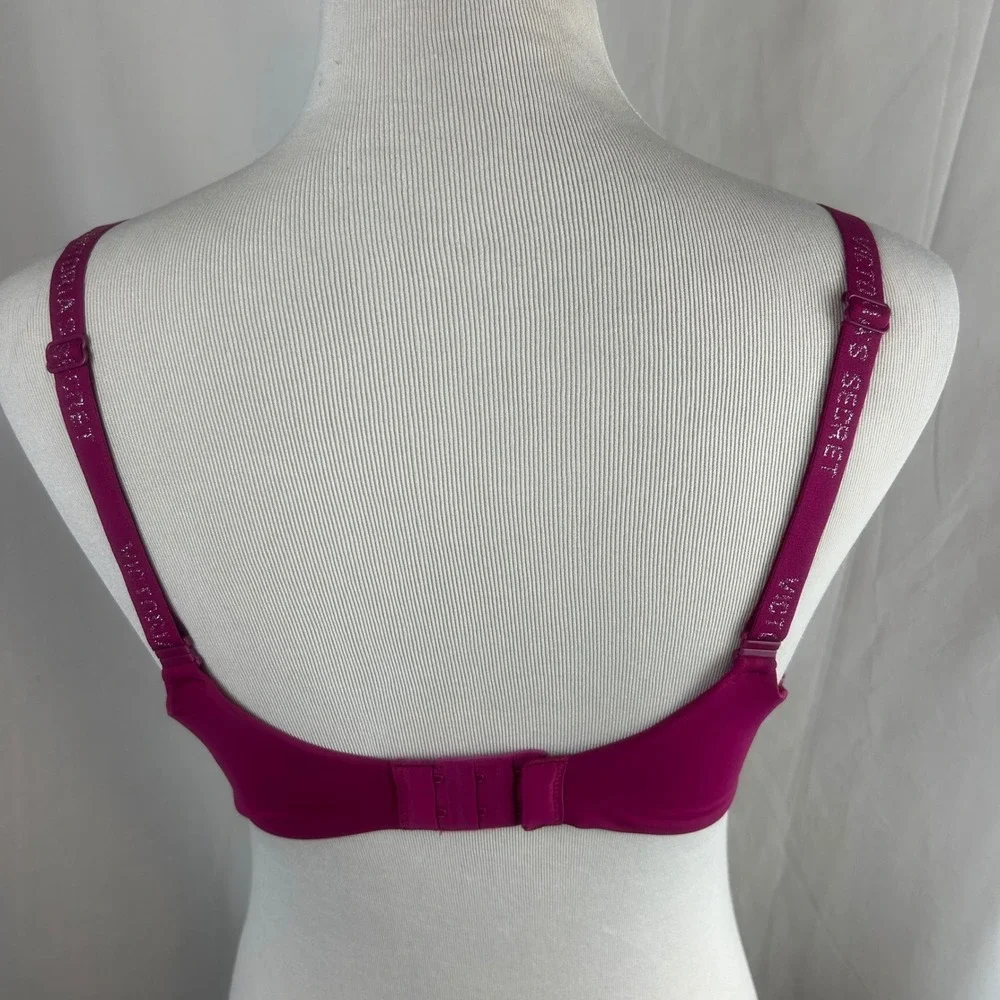 Victorias Secret T-Shirt Push-Up Full Coverage Bra Magenta Metallic Logo 38C